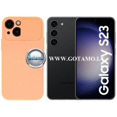 Samsung Galaxy S23 dėklai ir apsauginiai stiklai - B-Private dėklas nugarėlė Samsung Galaxy S23 mobiliajam telefonui šviesiai oranžinės spalvos