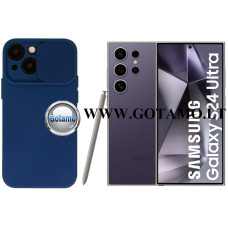 Samsung Galaxy S24 Ultra dėklai ir apsauginiai stiklai - B-Private dėklas nugarėlė Samsung Galaxy S24 Ultra mobiliajam telefonui tamsiai mėlynos spalvos