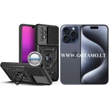 B-Ultra dėklas nugarėlė šarvai Apple iPhone 15 Pro mobiliajam telefonui juodos spalvos
