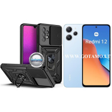 Xiaomi Redmi 12, Xiaomi Redmi 12 5G dėklai ir apsauginiai stiklai - B-Ultra dėklas nugarėlė šarvai Xiaomi Redmi 12, Xiaomi Redmi 12 5G mobiliesiems telefonams juodos spalvos