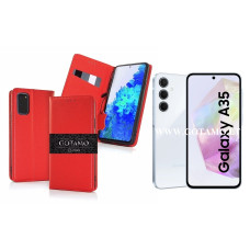 Samsung Galaxy A35 dėklai ir apsauginiai stiklai - Gotamo Vintage natūralios odos dėklas Samsung Galaxy A35 mobiliajam telefonui raudonos spalvos