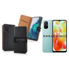 Xiaomi Redmi 12C dėklai ir apsauginiai stiklai - Gotamo Vintage natūralios odos dėklas Xiaomi Redmi 12C mobiliajam telefonui juodos spalvos