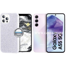 Samsung Galaxy A55 dėklai ir apsauginiai stiklai - iLLumi-Neo silikoninis dėklas nugarėlė Samsung Galaxy A55 telefonui sidabro spalvos