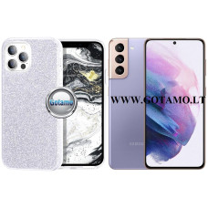 iLLumi-Neo silikoninis dėklas nugarėlė Samsung Galaxy S21 telefonui sidabro spalvos