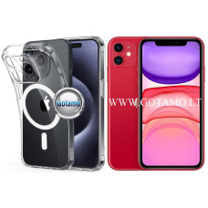 Apple iPhone 11 dėklai ir apsauginiai stiklai - MagSafe Jelly dėklas nugarėlė su apsauga kamerai Apple iPhone 11 telefonui skaidrus