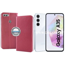 Samsung Galaxy A35 dėklai ir apsauginiai stiklai - Re-Cap magnetinis dėklas Samsung Galaxy A35 mobiliajam telefonui tamsiai raudonos (bordo) spalvos