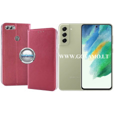 Samsung Galaxy S21 FE 5G dėklai ir apsauginiai stiklai - Re-Cap magnetinis dėklas Samsung Galaxy S21 FE 5G mobiliajam telefonui tamsiai raudonos (bordo) spalvos