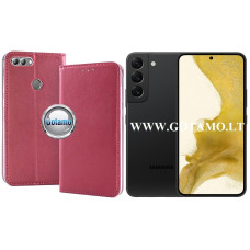 Re-Cap magnetinis dėklas Samsung Galaxy S22 5G mobiliajam telefonui tamsiai raudonos (bordo) spalvos