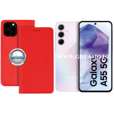 Re-Grid magnetinis dėklas Samsung Galaxy A55 telefonui raudonos spalvos