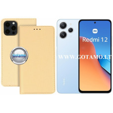 Xiaomi Redmi 12, Xiaomi Redmi 12 5G dėklai ir apsauginiai stiklai - Re-Grid magnetinis dėklas Xiaomi Redmi 12, Xiaomi Redmi 12 5G telefonams aukso spalvos