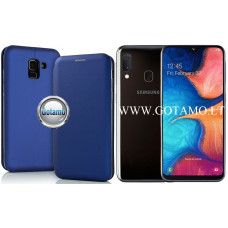 Samsung Galaxy A20e dėklai ir apsauginiai stiklai - V-Slim magnetinis dėklas Samsung Galaxy A20e telefonui mėlynos spalvos