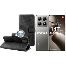 Diary-S veliūrinis dėklas Xiaomi 14T, Xiaomi 14T Pro telefonams juodos spalvos Diary-S veliūrinis dėklas Xiaomi 14T, Xiaomi 14T Pro telefonams juodos spalvos