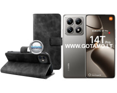 Diary-S veliūrinis dėklas Xiaomi 14T, Xiaomi 14T Pro telefonams juodos spalvos Diary-S veliūrinis dėklas Xiaomi 14T, Xiaomi 14T Pro telefonams juodos spalvos