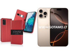 Gotamo Vintage natūralios odos dėklas Apple iPhone 16 Pro Max telefonui bordo spalvos Gotamo Vintage natūralios odos dėklas Apple iPhone 16 Pro Max telefonui bordo spalvos