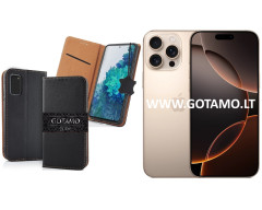 Gotamo Vintage natūralios odos dėklas Apple iPhone 16 Pro Max telefonui juodos spalvos Gotamo Vintage natūralios odos dėklas Apple iPhone 16 Pro Max telefonui juodos spalvos