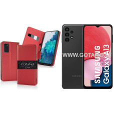 Gotamo Vintage natūralios odos dėklas Samsung Galaxy A13 telefonui bordo spalvos Gotamo Vintage natūralios odos dėklas Samsung Galaxy A13 telefonui bordo spalvos