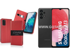 Gotamo Vintage natūralios odos dėklas Samsung Galaxy A13 telefonui bordo spalvos Gotamo Vintage natūralios odos dėklas Samsung Galaxy A13 telefonui bordo spalvos