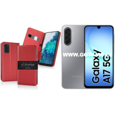 Gotamo Vintage natūralios odos dėklas Samsung Galaxy A17 telefonui bordo spalvos Gotamo Vintage natūralios odos dėklas Samsung Galaxy A17 telefonui bordo spalvos