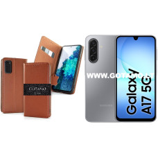 Gotamo Vintage natūralios odos dėklas Samsung Galaxy A17 telefonui rudos spalvos Gotamo Vintage natūralios odos dėklas Samsung Galaxy A17 telefonui rudos spalvos
