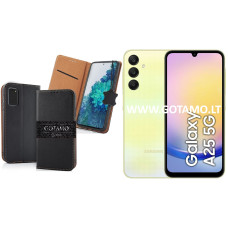 Gotamo Vintage natūralios odos dėklas Samsung Galaxy A25 telefonui juodos spalvos Gotamo Vintage natūralios odos dėklas Samsung Galaxy A25 telefonui juodos spalvos