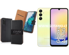 Gotamo Vintage natūralios odos dėklas Samsung Galaxy A25 telefonui juodos spalvos Gotamo Vintage natūralios odos dėklas Samsung Galaxy A25 telefonui juodos spalvos