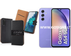 Gotamo Vintage natūralios odos dėklas Samsung Galaxy A54 telefonui juodos spalvos