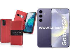 Gotamo Vintage natūralios odos dėklas Samsung Galaxy S24 telefonui bordo spalvos Gotamo Vintage natūralios odos dėklas Samsung Galaxy S24 telefonui bordo spalvos