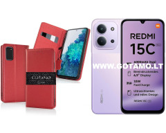 Gotamo Vintage natūralios odos dėklas Xiaomi Redmi 15C, bordo