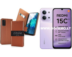 Gotamo Vintage natūralios odos dėklas Xiaomi Redmi 15C, rudas