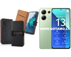 Gotamo Vintage natūralios odos dėklas Xiaomi Redmi Note 13 4G telefonui juodos spalvos Gotamo Vintage natūralios odos dėklas Xiaomi Redmi Note 13 4G telefonui juodos spalvos