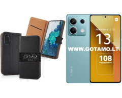 Gotamo Vintage natūralios odos dėklas Xiaomi Redmi Note 13 5G telefonui juodos spalvos Gotamo Vintage natūralios odos dėklas Xiaomi Redmi Note 13 5G telefonui juodos spalvos
