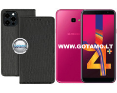 Re-Grid magnetinis dėklas Samsung Galaxy J4+ (2018) telefonui juodos spalvos