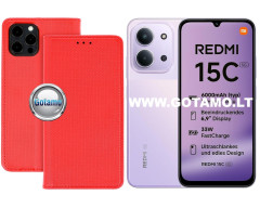 Re-Grid magnetinis dėklas Xiaomi Redmi 15C, raudonos spalvos