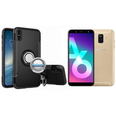 Samsung Galaxy A6 Plus (2018) dėklai ir apsauginiai stiklai - Ring Case dėklai nugarėlės Samsung Galaxy A6 Plus (2018) telefonui juodos spalvos