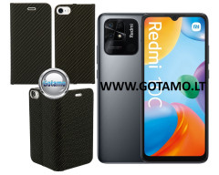 Vennus Diary magnetinis dėklas Xiaomi Redmi 10C, Xiaomi Poco C40 telefonams Carbon juodos spalvos Vennus Diary magnetinis dėklas Xiaomi Redmi 10C, Xiaomi Poco C40 telefonams Carbon juodos spalvos