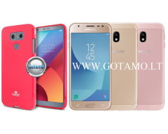 Mercury Jelly dėklas nugarėlė Samsung Galaxy J3 (2017) telefonui tamsiai rožinės spalvos