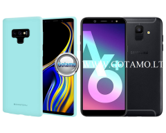 Mercury Soft Feeling dėklas nugarėlė Samsung Galaxy A6 Plus (2018) telefonui mėtinės spalvos