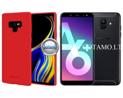 Mercury Soft Feeling dėklas nugarėlė Samsung Galaxy A6 Plus (2018) telefonui raudonos spalvos