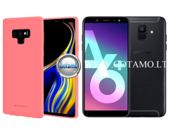 Mercury Soft Feeling dėklas nugarėlė Samsung Galaxy A6 Plus (2018) telefonui rožinės spalvos