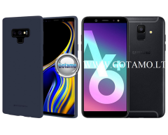 Mercury Soft Feeling dėklas nugarėlė Samsung Galaxy A6 Plus (2018) telefonui tamsiai mėlynos spalvos