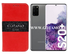 Gotamo D-gravity natūralios odos dėklas Samsung Galaxy S20 Plus telefonui raudonos spalvos