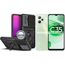 Realme C35 dėklai ir apsauginiai stiklai - B-Ultra dėklas nugarėlė šarvai Realme C35 mobiliajam telefonui juodos spalvos