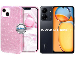 iLLumi-Neo silikoninis dėklas nugarėlė Xiaomi Redmi 13C, Xiaomi Poco C65 telefonams rožinės spalvos