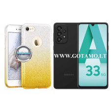 Samsung Galaxy A33 5G dėklai ir apsauginiai stiklai - iLLuminaTe silikoninis dėklas nugarėlė Samsung Galaxy A33 5G telefonams aukso spalvos