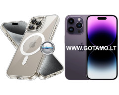 MagSafe Jelly dėklas nugarėlė Apple iPhone 14 Pro Max telefonui skaidrus