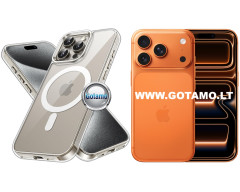 MagSafe Jelly dėklas nugarėlė Apple iPhone 17 Pro telefonui skaidrus