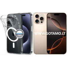 Apple iPhone 16 Pro Max dėklai ir apsauginiai stiklai - MagSafe Jelly dėklas nugarėlė su apsauga kamerai Apple iPhone 16 Pro Max telefonui skaidrus