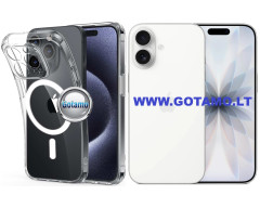 MagSafe Jelly dėklas nugarėlė su apsauga kamerai Apple iPhone 17 telefonui skaidrus