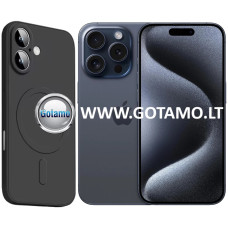 Apple iPhone 15 Pro dėklai ir apsauginiai stiklai - MagSafe Matte dėklas nugarėlė su apsauga kamerai Apple iPhone 15 Pro telefonui juodos spalvos