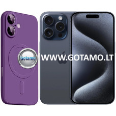 Apple iPhone 15 Pro dėklai ir apsauginiai stiklai - MagSafe Matte dėklas nugarėlė su apsauga kamerai Apple iPhone 15 Pro telefonui violetinės spalvos